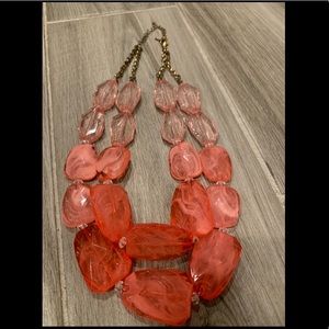 Coral colored faux gemstone necklace